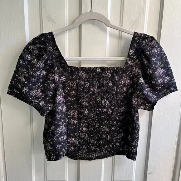 Madewell Floral Smocked Puff Sleeve Top | Dark Romantic Print - Picture 5 of 7